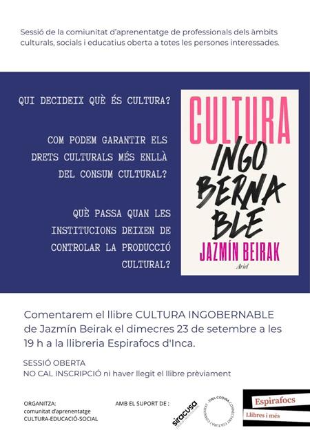 Una trobada per parlar de cultura, dimecres 23 de setembre a les 19h | 