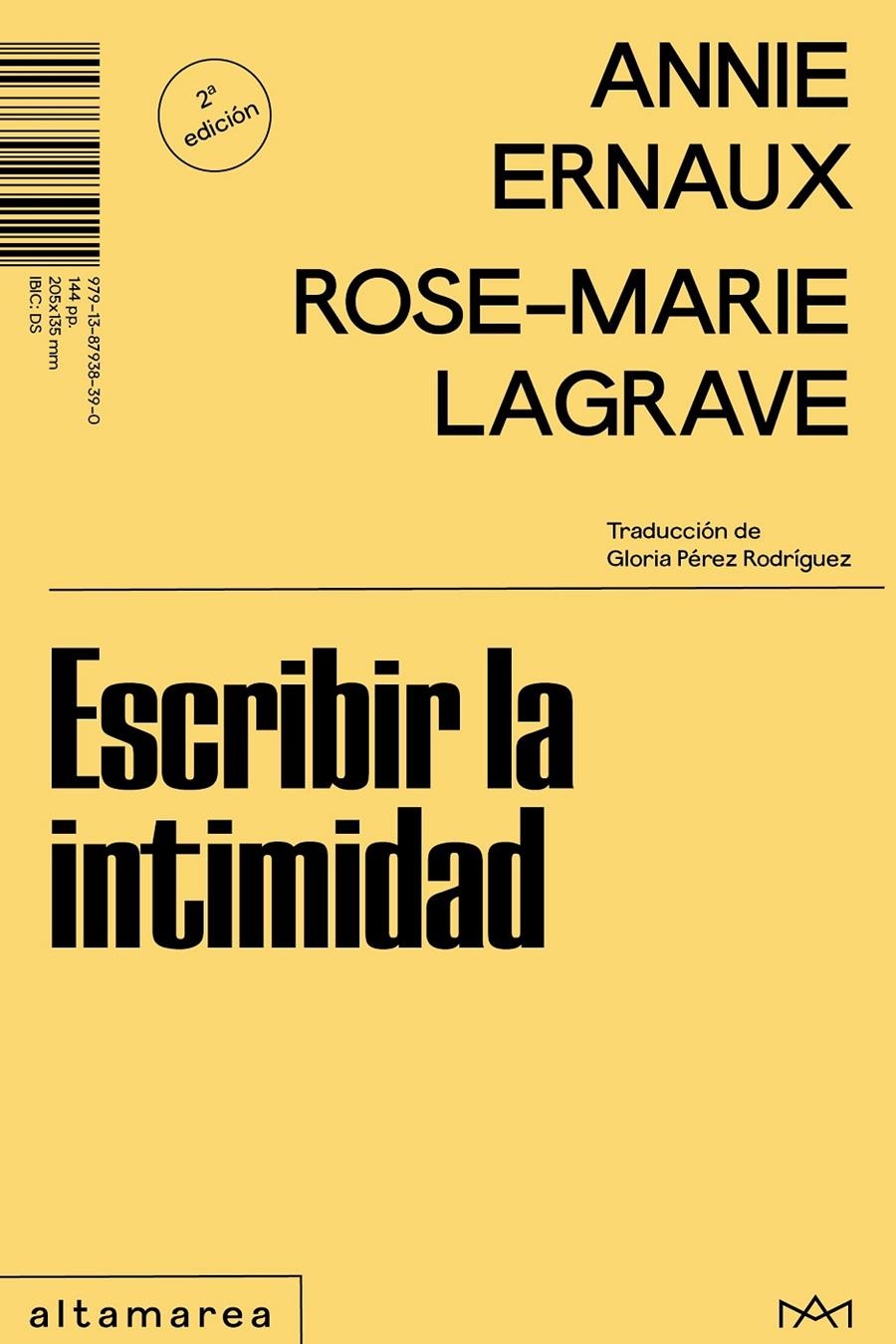 Escribir la intimidad | 9791387938390 | Ernaux, Annie/Lagrave, Rose-Marie